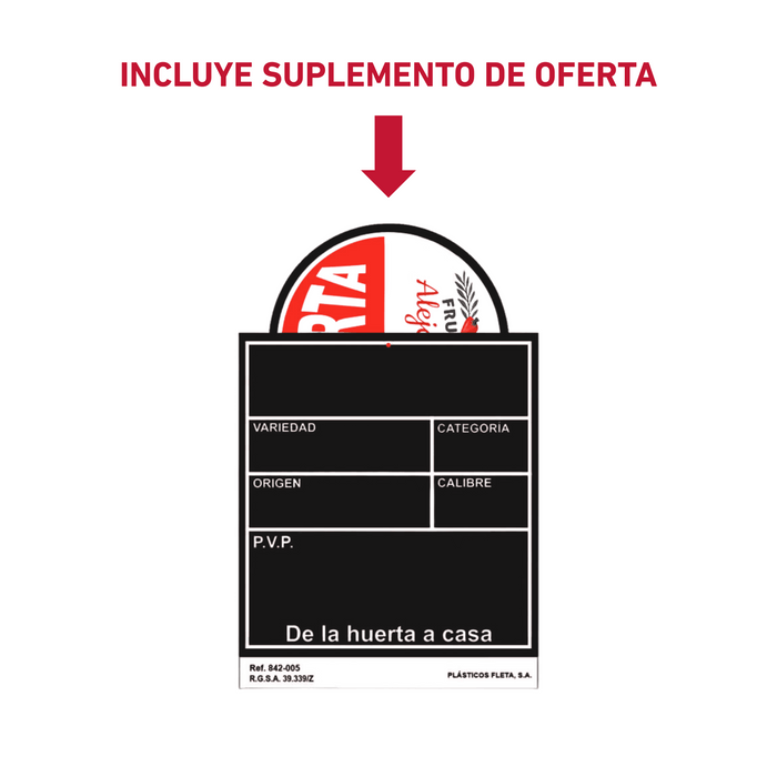 PIZARRA DE PRECIOS CON SUPLEMENTO OFERTA