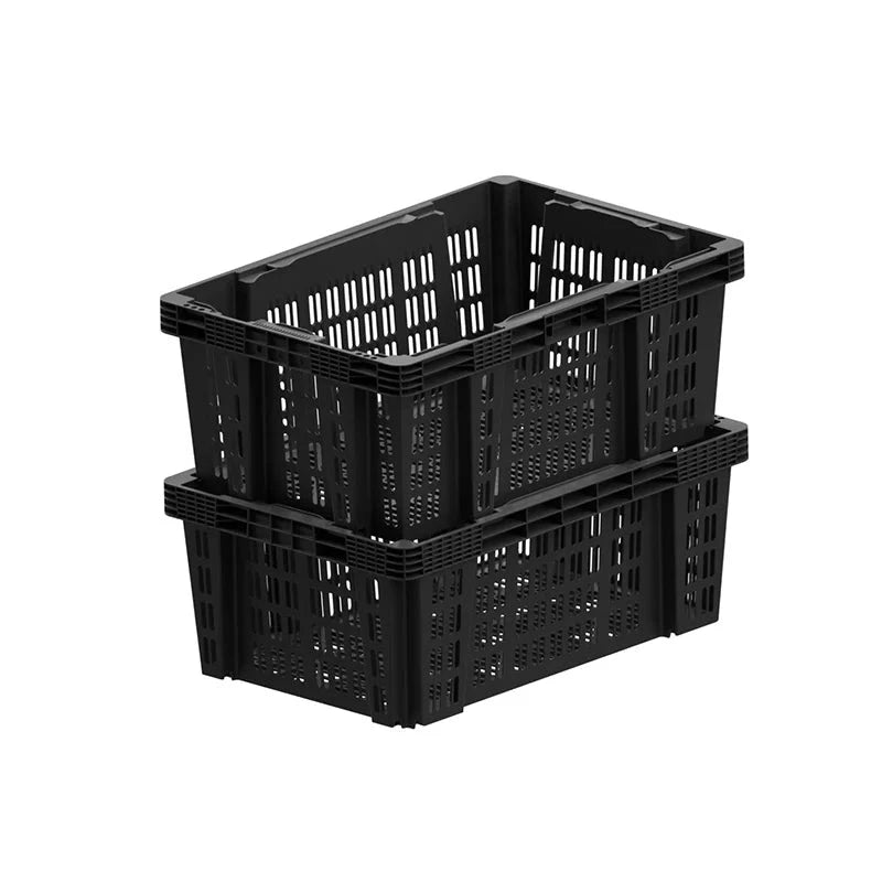 Cesta para la manipulación, transporte y almacenamiento de una amplia variedad de productos. Gran capacidad, resistencia y ligereza, aptas para todo tipo de usos. Dos posiciones: una para encajar (altura de tan solo 4 cm) y otra para apilado.